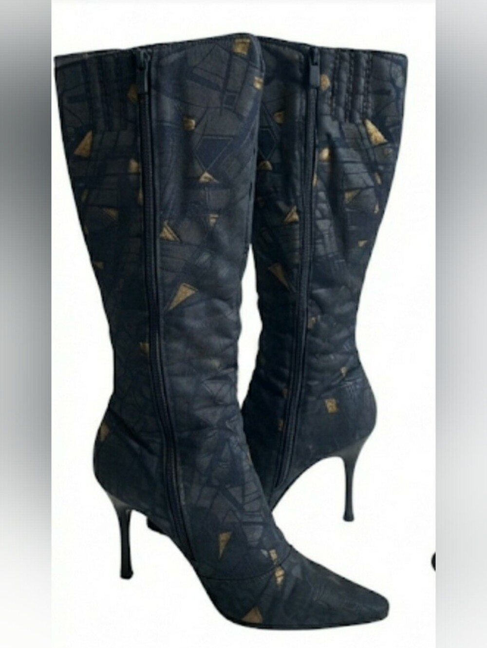Luichiny Vintage Geometric Stiletto Heeled Knee High Boots Size 8 US /